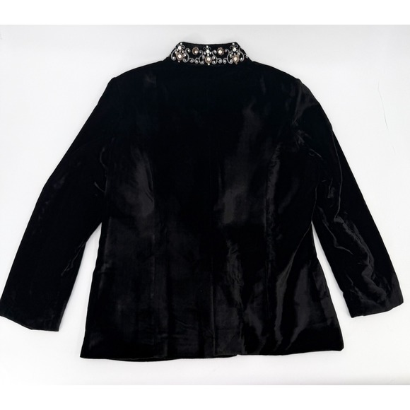 Soft Surroundings Jacket Womens Petite Large Single Buttons Rhinestones Velvet - Picture 2 of 16